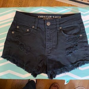 American Eagle Outfitters Hi-Rise Festival Stretch black jean short shorts Sz 0